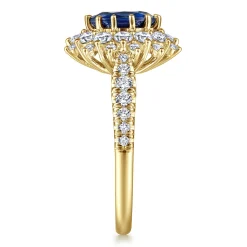 Best Gabriel & Co. Imani - 14K Yellow Gold Oval Halo Sapphire and Diamond Engagement Ring