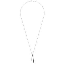 Clearance Gabriel & Co. 25 inch Hammered 925 Sterling Silver and Black Spinel Double Spear Necklace