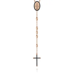 Outlet Gabriel & Co. 27 Inch 14K Rose Gold Black Diamond Cross Rosary Solid Men's Link Chain Necklace