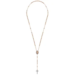 Outlet Gabriel & Co. 27 Inch 14K Rose Gold Black Diamond Cross Rosary Solid Men's Link Chain Necklace