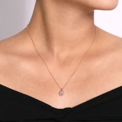 Online Gabriel & Co. 18 inch 14K Rose Gold Morganite and Diamond Halo Drop Necklace