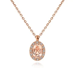 Online Gabriel & Co. 18 inch 14K Rose Gold Morganite and Diamond Halo Drop Necklace