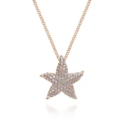 Hot Gabriel & Co. 18 inch 14K Rose Gold Pave Diamond Starfish Pendant Necklace