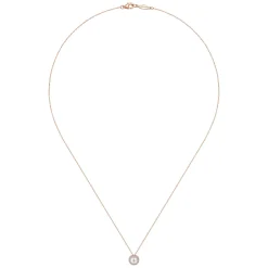 Hot Gabriel & Co. 18 Inch 14K Rose Gold Pearl and Diamond Halo Pendant Necklace