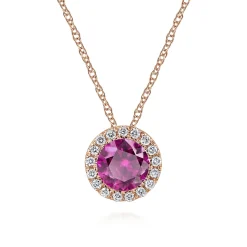 Sale Gabriel & Co. 18 inch 14K Rose Gold Ruby Diamond Pendant Necklace