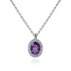 Discount Gabriel & Co. 18 inch 14K White Gold Amethyst and Diamond Halo Drop Necklace