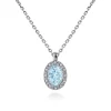 Clearance Gabriel & Co. 18 inch 14K White Gold Aquamarine and Diamond Halo Drop Necklace