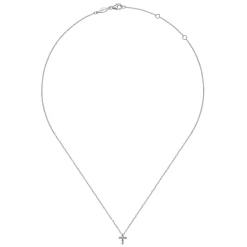 Online Gabriel & Co. 18 inch 14K White Gold Diamond Cross Pendant Necklace