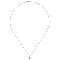 Best Gabriel & Co. 18 inch 14K White Gold Diamond Cross Pendant Necklace