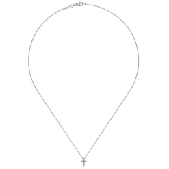 Best Gabriel & Co. 18 inch 14K White Gold Diamond Cross Pendant Necklace