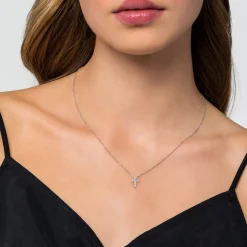 Best Gabriel & Co. 18 inch 14K White Gold Diamond Cross Pendant Necklace