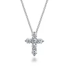 Gabriel & Co. 18 inch 14K White Gold Diamond Cross Pendant Necklace