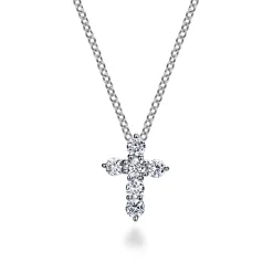 Discount Gabriel & Co. 18 inch 14K White Gold Diamond Cross Pendant Necklace