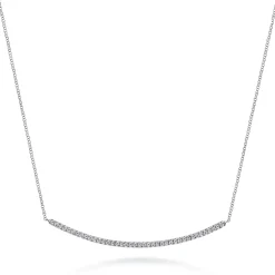 Online Gabriel & Co. 18 inch 14K White Gold Diamond Pave Curved Bar Necklace