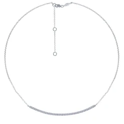 Online Gabriel & Co. 18 inch 14K White Gold Diamond Pave Curved Bar Necklace