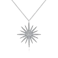 Online Gabriel & Co. 25 inch 14K White Gold Diamond Pave Starburst Pendant Necklace