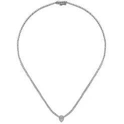 Sale Gabriel & Co. 17 inch 14K White Gold Diamond Tennis Necklace