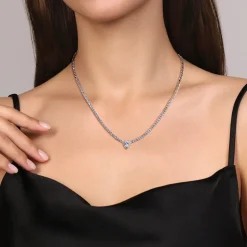 Sale Gabriel & Co. 17 inch 14K White Gold Diamond Tennis Necklace