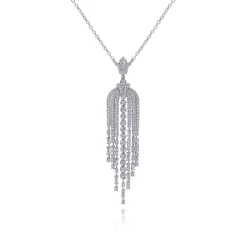 Best Gabriel & Co. 24 inch 18K White Gold Diamond Waterfall Pendant Necklace