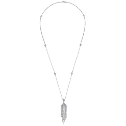 Best Gabriel & Co. 24 inch 18K White Gold Diamond Waterfall Pendant Necklace