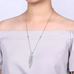 Best Gabriel & Co. 24 inch 18K White Gold Diamond Waterfall Pendant Necklace