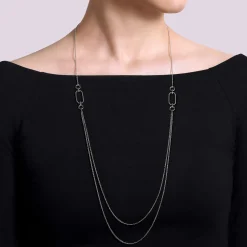Outlet Gabriel & Co. 32 inch 14K White Gold Geo Station Swag Necklace