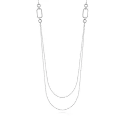 Outlet Gabriel & Co. 32 inch 14K White Gold Geo Station Swag Necklace