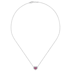 Hot Gabriel & Co. 18 inch 14K White Gold Heart Ruby and Diamond Heart Pendant Necklace