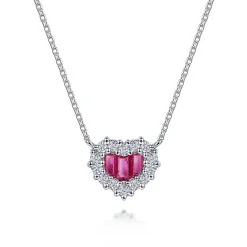 Hot Gabriel & Co. 18 inch 14K White Gold Heart Ruby and Diamond Heart Pendant Necklace