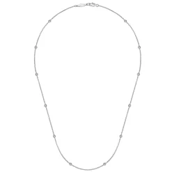 New Gabriel & Co. 18 Inch 14K White Gold Kite Shaped Diamond Station Necklace
