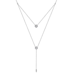 Best Gabriel & Co. 18 inch 14K White Gold Layered Diamond Cluster Y Necklace