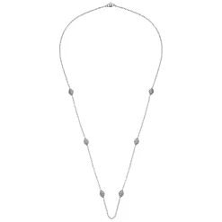 Hot Gabriel & Co. 32 inch 18K White Gold Milgrain and Diamond Marquise Station Necklace
