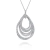 Gabriel & Co. 18 inch 18K White Gold Multi Row Teardrop Diamond Pendant Necklace