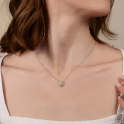Sale Gabriel & Co. 18 inch 14K White Gold Open Clover Diamond Pendant Necklace