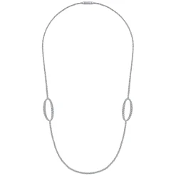 Best Gabriel & Co. 24 Inch 18K White Gold Oval Station Diamond Necklace