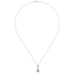 Hot Gabriel & Co. 18 inch 14K White Gold Pave Diamond Pear Shaped Double Pendant Necklace