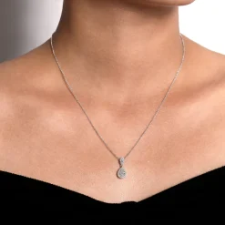 Hot Gabriel & Co. 18 inch 14K White Gold Pave Diamond Pear Shaped Double Pendant Necklace