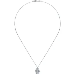 Hot Gabriel & Co. 18 inch 14K White Gold Pave Diamond Hamsa Pendant Necklace