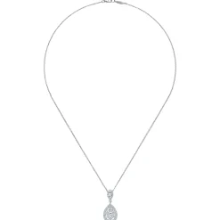 Gabriel & Co. 18 inch 14K White Gold Pave Diamond Pear Shaped Double Pendant Necklace