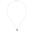 New Gabriel & Co. 18 inch 14K White Gold Pear Shaped Sapphire and Diamond Halo Pendant Necklace