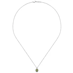 Best Gabriel & Co. 18 inch 14K White Gold Peridot and Diamond Halo Drop Necklace