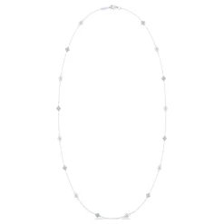 New Gabriel & Co. 18 inch 14K White Gold Round and Kite Shaped Diamond Station Necklace