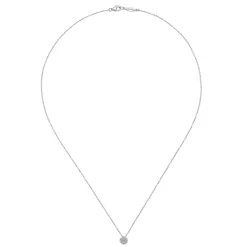 Best Gabriel & Co. 18 inch 14K White Gold Round Diamond Cluster Pendant Necklace