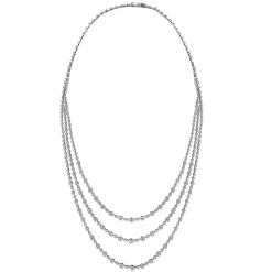 Best Gabriel & Co. 24 inch 18K White Gold Three row Diamond Necklace