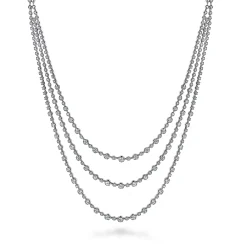 Best Gabriel & Co. 24 inch 18K White Gold Three row Diamond Necklace