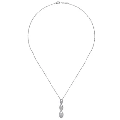 Clearance Gabriel & Co. 18 inch 18K White Gold Triple Marquise Pave Diamond Pendant Necklace