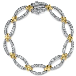Best Gabriel & Co. 7inch 14K White-Yellow Gold Diamond Link Bracelet