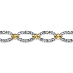Best Gabriel & Co. 7inch 14K White-Yellow Gold Diamond Link Bracelet