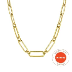 Hot Gabriel & Co. 17 inch 14K Yellow Casted Gold Bujukan Ball Link and Hollow Paperclip Link Chain Necklace
