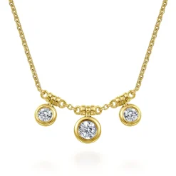 Discount Gabriel & Co. 18 inch 14K Yellow Gold Bezel Set Diamond Drop Necklace